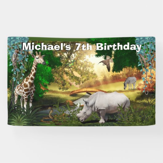 Afrikaanse safari's bosareaal dierentuin spandoek (Horizontaal)