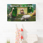 Afrikaanse safari's bossen dierentuin verjaardagsf spandoek (Insitu)