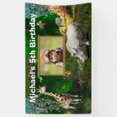 Afrikaanse safari's bossen dierentuin verjaardagsf spandoek (Verticaal)