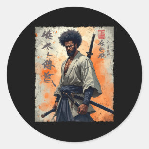  Afrikaanse samoerai Afro-Amerikaanse Bushido Warr Ronde Sticker