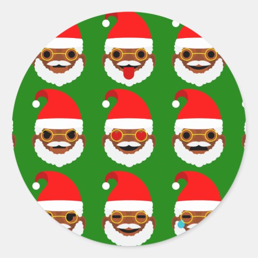 afrikaanse santa emoji emoticons ronde sticker (Voorkant)