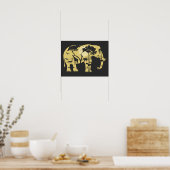 Afrikaanse Savanah Elephant Acacia Tree Sunset Nat Poster (Keuken)