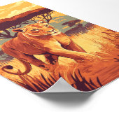 Afrikaanse Savannah Leeuw - Wildlife Sunset Art Poster (Hoek)