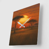Afrikaanse Savannah - Schilderachtige Illustratie Vierkante Klok (Hoek)