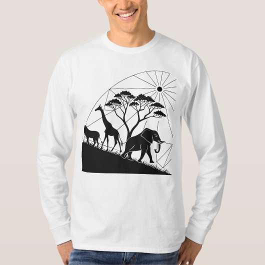 Afrikaanse Savanne Silhouet T-Shirt Ontwerp (Voorkant)