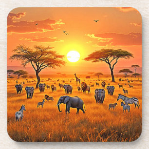 Afrikaanse Savanne Sunset Art Bier Onderzetter