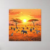 Afrikaanse Savanne Sunset Art Canvas Afdruk (Voorkant)