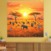 Afrikaanse Savanne Sunset Art Canvas Afdruk (Insitu (Woonkamer))