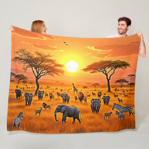 Afrikaanse Savanne Sunset Art Fleece Deken