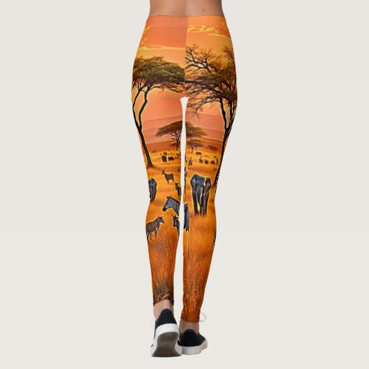 Afrikaanse Savanne Sunset Art Leggings (Achterkant)