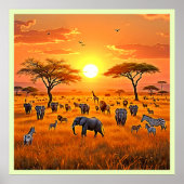 Afrikaanse Savanne Sunset Art Poster (Voorkant)