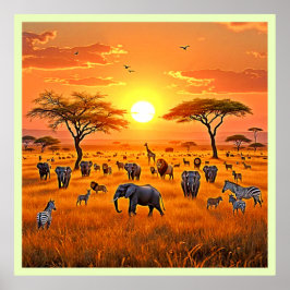 Afrikaanse Savanne Sunset Art Poster