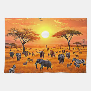 Afrikaanse Savanne Sunset Art Theedoek