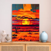 Afrikaanse Savanne Sunset Wall Art – Bold Landscap Canvas Afdruk