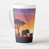 Afrikaanse Savanne Wilde Dieren Zonsondergang Schi Latte Mok (Linkerhoek)