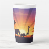 Afrikaanse Savanne Wilde Dieren Zonsondergang Schi Latte Mok (Voorkant)