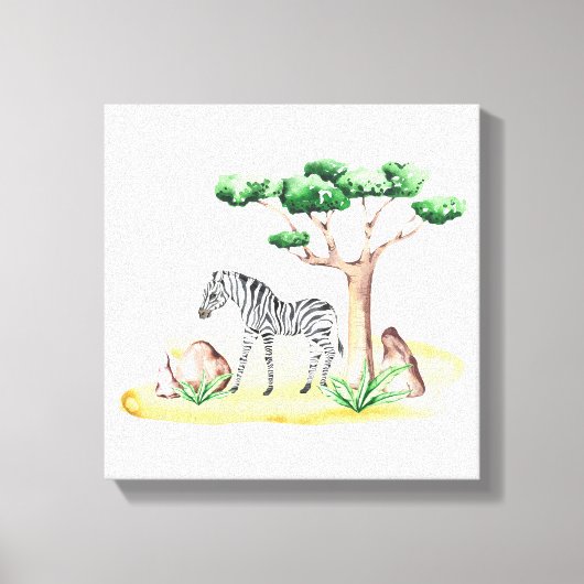 Afrikaanse Savanne Zebra Acacia Boom Natuur Canvas Afdruk (Voorkant)