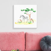 Afrikaanse Savanne Zebra Acacia Boom Natuur Canvas Afdruk (Insitu (Woonkamer))