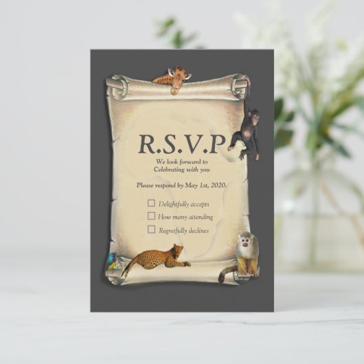 Afrikaanse savanne zonsondergang RSVP kaartje (Staand voorkant)