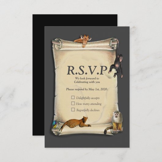 Afrikaanse savanne zonsondergang RSVP kaartje (Voorkant / Achterkant)