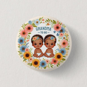afrikaanse Schattigee tweelingjongens Baby shower Ronde Button 3,2 Cm