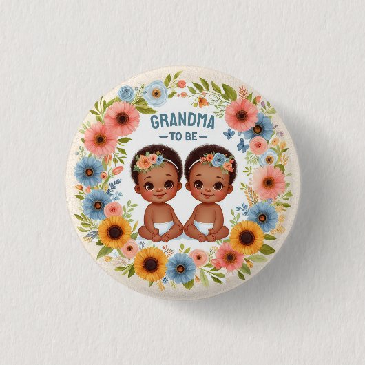 afrikaanse Schattigee tweelingjongens Baby shower Ronde Button 3,2 Cm (Voorkant)