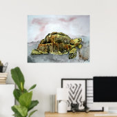 afrikaanse schilderij schilderij van schildpadden  poster (Thuiskantoor)