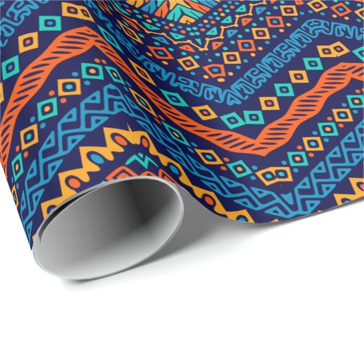 Afrikaanse schimmelkleurige etnische patronen cadeaupapier (Rol Hoek)