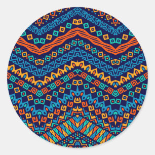 Afrikaanse schimmelkleurige etnische patronen ronde sticker