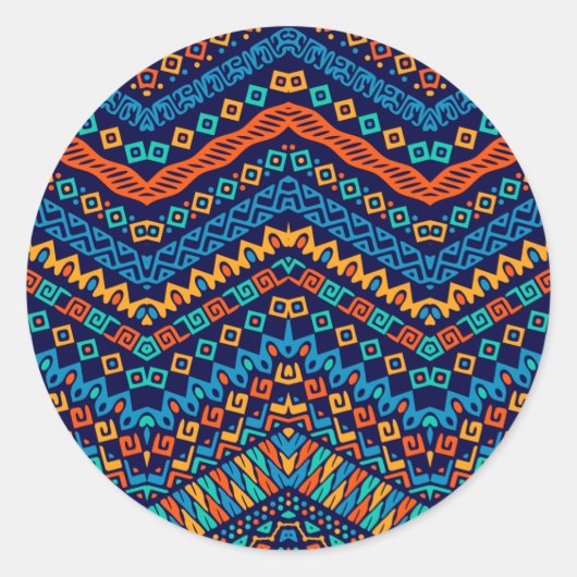 Afrikaanse schimmelkleurige etnische patronen ronde sticker (Voorkant)