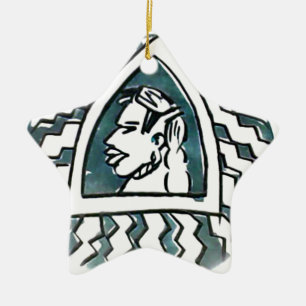 Afrikaanse schoonheid Bongo Masai Portret Tribal A Keramisch Ornament