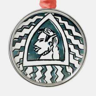 Afrikaanse schoonheid Bongo Masai Portret Tribal A Metalen Ornament