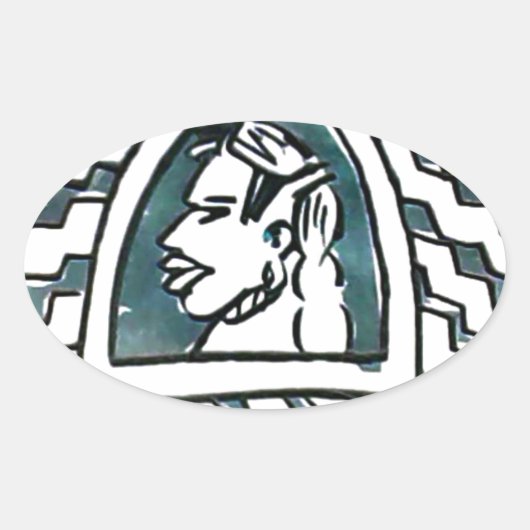 Afrikaanse schoonheid Bongo Masai Portret Tribal A Ovale Sticker (Voorkant)