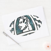 Afrikaanse schoonheid Bongo Masai Portret Tribal A Ovale Sticker (Envelop)