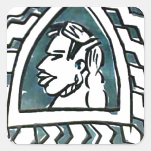 Afrikaanse schoonheid Bongo Masai Portret Tribal A Vierkante Sticker