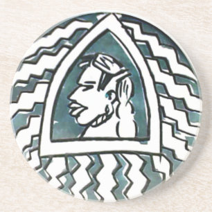 Afrikaanse schoonheid Bongo Masai Portret Tribal A Zandsteen Onderzetter