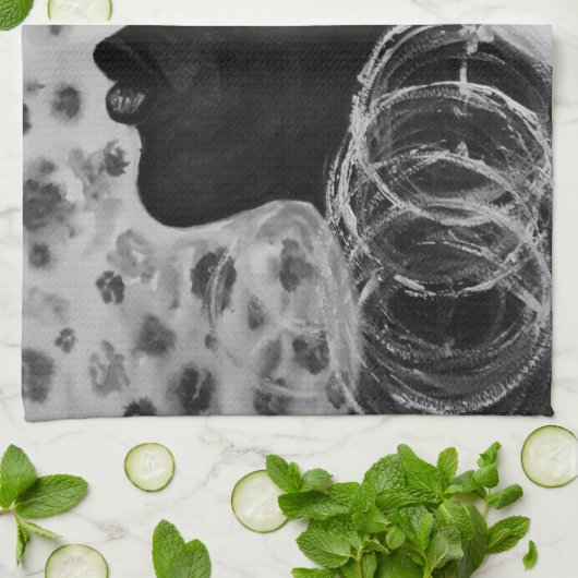 Afrikaanse schoonheid vrouw keuken handdoek (Gevouwen)