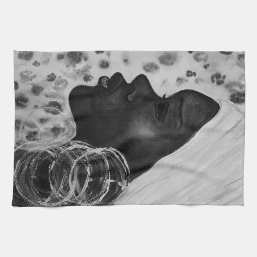 Afrikaanse schoonheid vrouw keuken handdoek (Horizontaal)