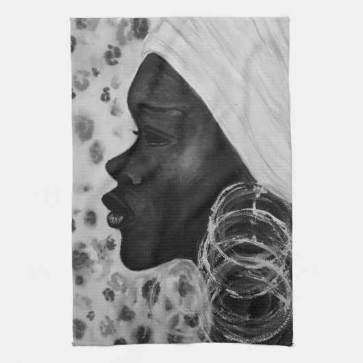 Afrikaanse schoonheid vrouw keuken handdoek (Verticaal)