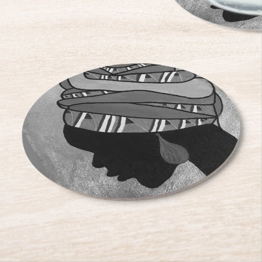 Afrikaanse schoonheidsonderzetters ronde kartonnen onderzetter (Gebogen)