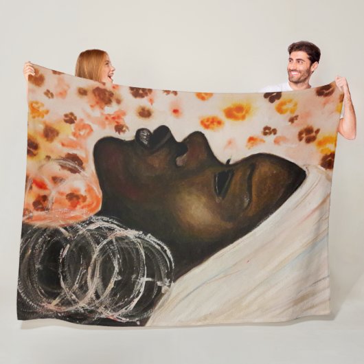 Afrikaanse schoonheidsvrouw met bladerdeeg fleece deken (In situ)