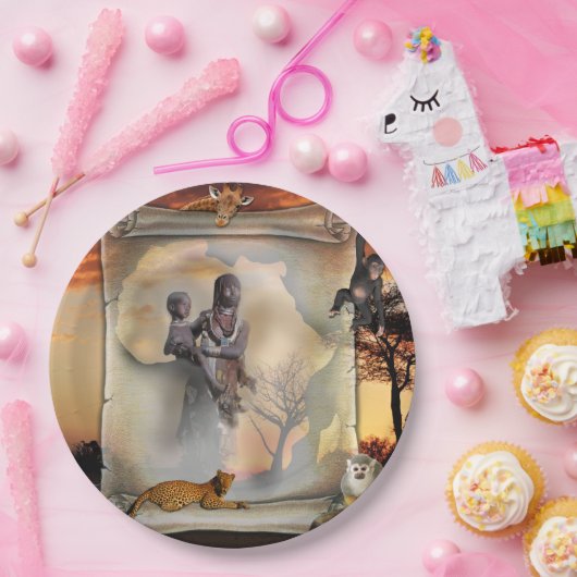 Afrikaanse scrol papieren bordje (Feest)