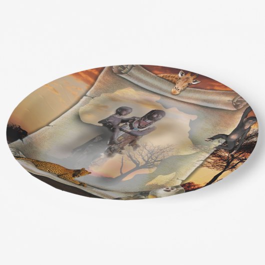 Afrikaanse scrol papieren bordje (Gekanteld)