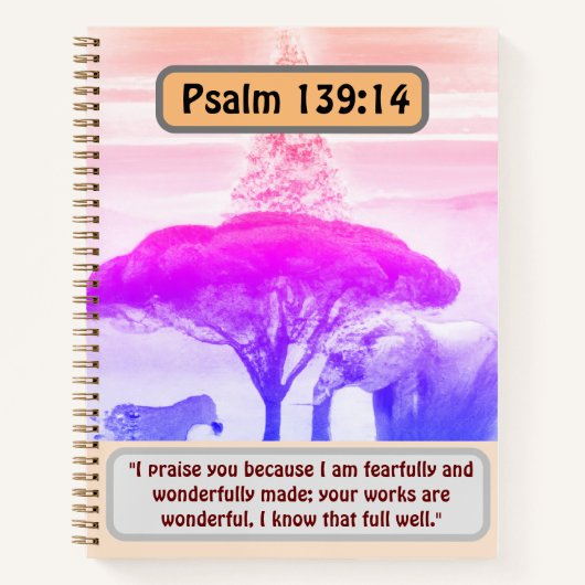 Afrikaanse sereniteit: olifant, Zebra en psalm 139 Notitieboek (Voorkant)