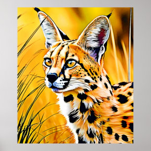Afrikaanse serval art poster