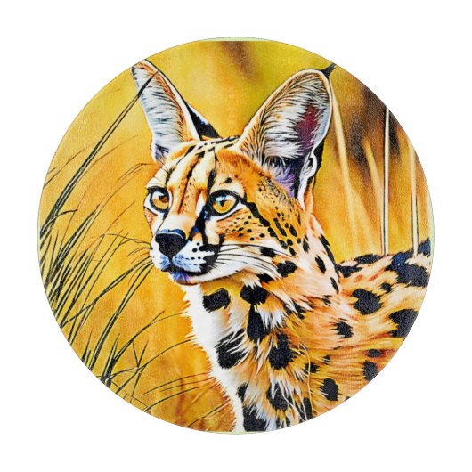 Afrikaanse serval art snijplank (Voorkant)