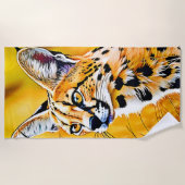 Afrikaanse serval art strandlaken (Voorkant)