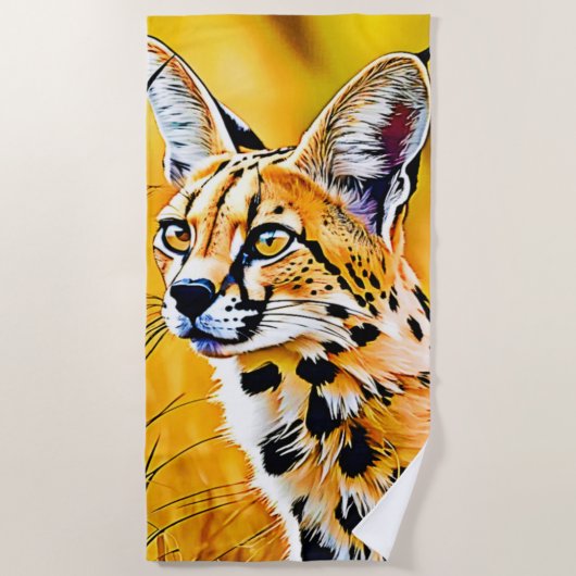 Afrikaanse serval art strandlaken (Voorkant)