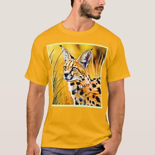 Afrikaanse serval art t-shirt (Voorkant)
