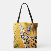 Afrikaanse serval art tote bag (Achterkant)